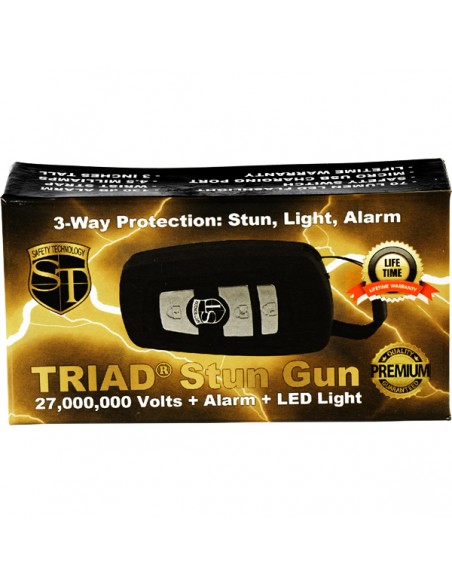 Triad 3-in-1 27 Million Volt Mini Stun Gun Silver Packaging