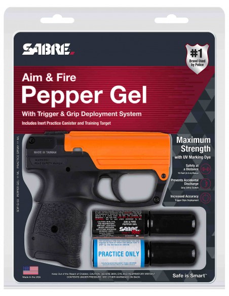 Sabre Aim and Fire Pepper Gel with Trigger & Grip Deployment System