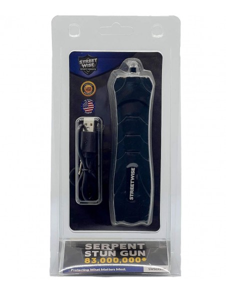 Serpent Stun Gun 83 Million Volts with Disable Pin & Window Breaker Black Style