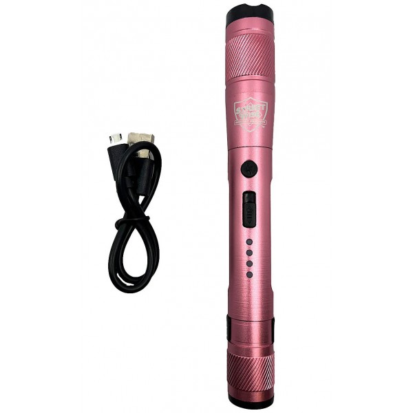 Pink Streetlight Rechargeable Stun Gun Flashlight 84 Million Volts