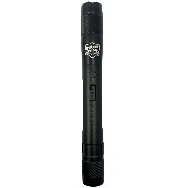 Black Streetlight Rechargeable Stun Gun Flashlight 84 Million Volts