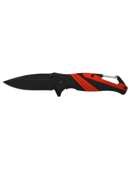 Folding Stainless Steel Knife with Carabiner Red