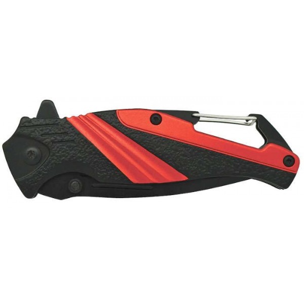 Folding Stainless Steel Knife with Carabiner Red