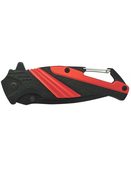 Folding Stainless Steel Knife with Carabiner Red