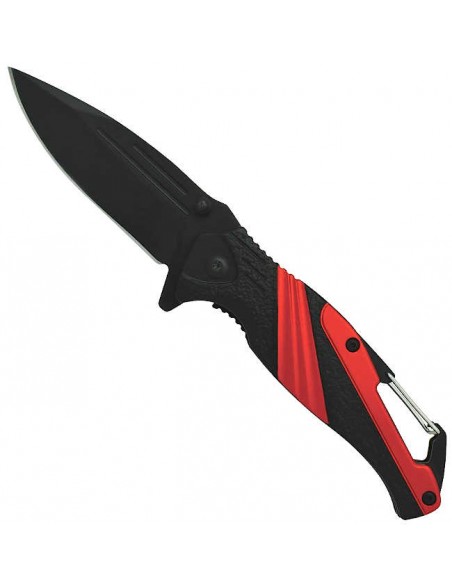 Folding Stainless Steel Knife with Carabiner Red