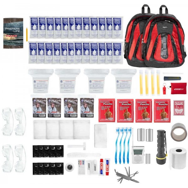 4 Person Essentials Emergency Survival Kit with 2 Backpacks (72+ Hours)