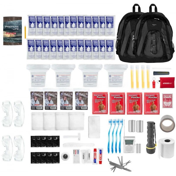 4 Person Essentials Emergency Survival Kit with 2 Backpacks (72+ Hours)