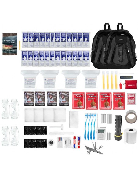 4 Person Essentials Emergency Survival Kit with 2 Backpacks (72+ Hours)